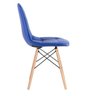 Conjunto de Mesa Eames 70cm Branco + 4 Cadeiras Estofadas Botonê Azul - 6