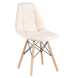 Kit 2 Cadeiras Eames Eiffel Botonê - Creme - Base de Madeira Clara - 2