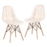 Kit 2 Cadeiras Eames Eiffel Botonê - Creme - Base de Madeira Clara - 1