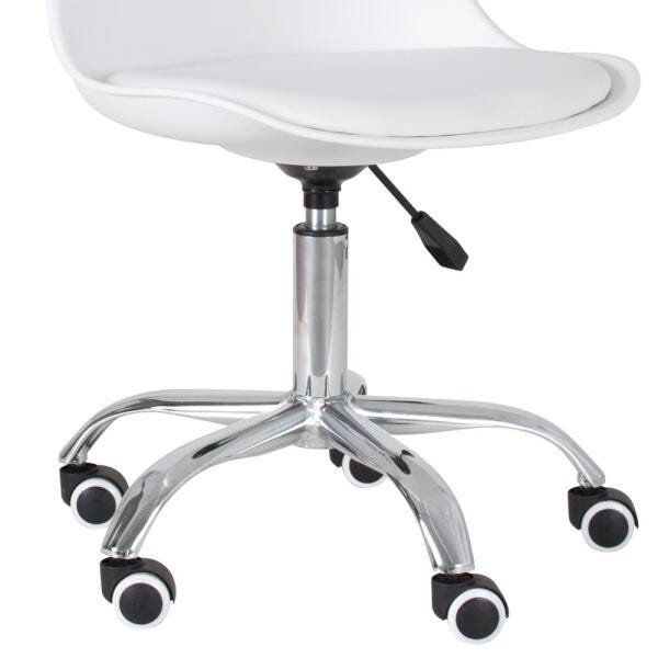 Cadeira de Rodízios Estofada Tulipa - Office - Escritório - Branco - 3