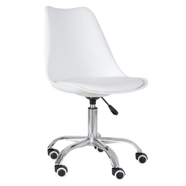 Cadeira de Rodízios Estofada Tulipa - Office - Escritório - Branco - 1