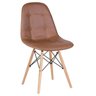 Kit 2 Cadeiras Estofadas Eames Eiffel Botonê - Marrom - Base de Madeira Clara - 2
