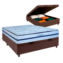 Ver imagem 1 de Conjunto Cama Box Bau Marrom Casal + Colchão Molas Ensacadas Blue Paropas