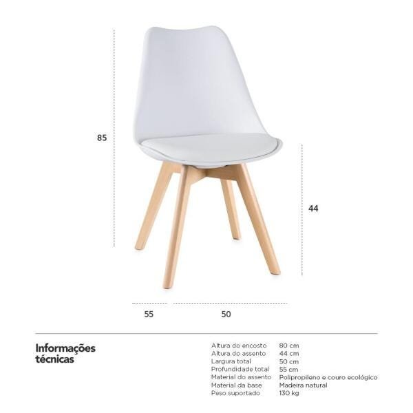 Kit 4 Cadeiras Leda - Branco - 5