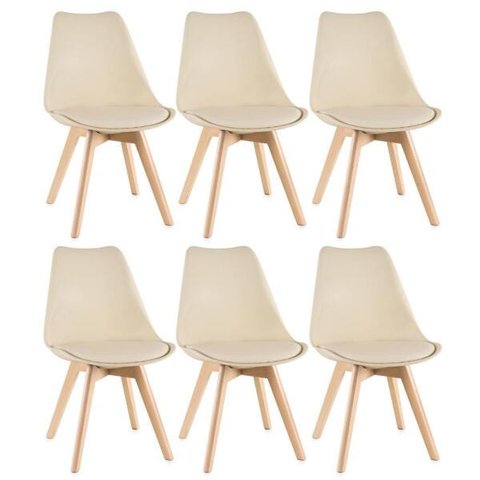 Kit 6 Cadeiras Leda - Nude