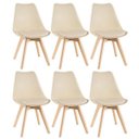 Ver imagem 2 de Kit 6 Cadeiras com Assento em Couro PU e Pés de Madeira Leda Nude LOFT7
