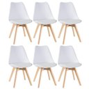Ver imagem 2 de Kit 6 Cadeiras com Assento em Couro PU e Pés de Madeira Leda Brancas LOFT7