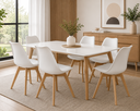 Ver imagem 1 de Kit 6 Cadeiras com Assento em Couro PU e Pés de Madeira Leda Brancas LOFT7