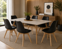 Ver imagem 1 de Kit 6 Cadeiras com Assento em Couro PU e Pés de Madeira Leda Pretas LOFT7