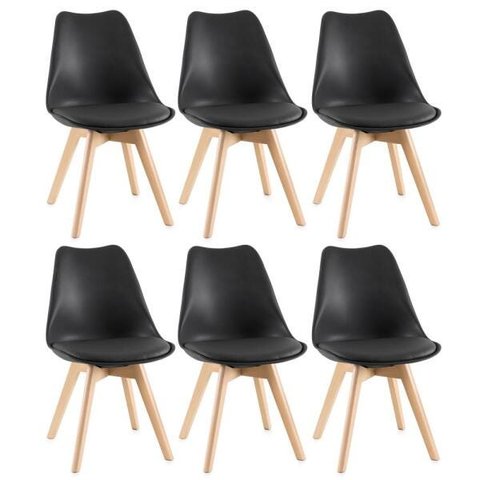 Kit 6 Cadeiras Leda - Preto