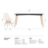 Conjunto de Mesa Retangular Eames 80 x 160cm Preto + 6 Cadeiras Estofadas Botonê Creme - 10