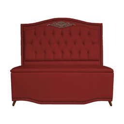 Cabeceira mais Calçadeira Casal King 195cm Para Cama Box Greta Suede Vermelho - DS Estofados - 1