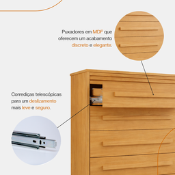Cômoda 8 Gavetas Califórnia com Moldura Frisada - 4