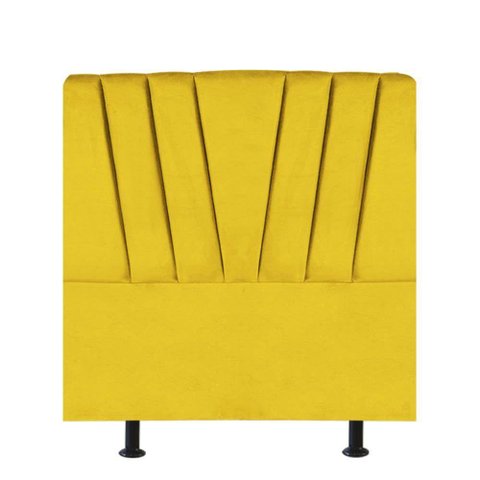 Cabeceira Estofada Bélgica 90cm Solteiro para Cama Box Quarto Suede Amarelo - Gat Magazine