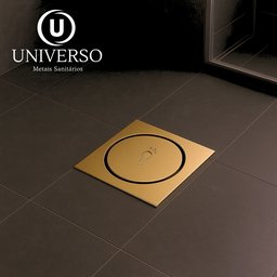 Ralo Click 10x10 Dourado Gold 10cm Banheiro Inox Quadrado - 3