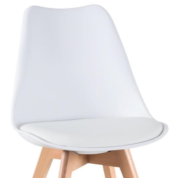 Mesa de Jantar Redonda 80cm + 4 Cadeiras Estofadas Leda - Branco - 8