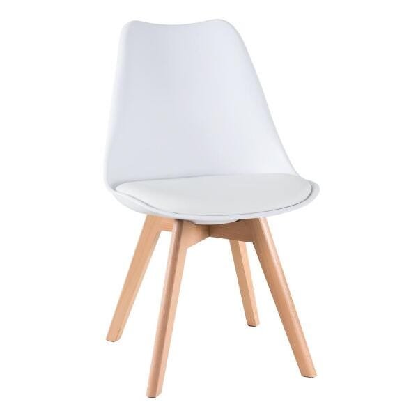 Mesa de Jantar Redonda 80cm + 4 Cadeiras Estofadas Leda - Branco - 7
