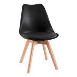 Mesa de Jantar Redonda 80cm + 4 Cadeiras Estofadas Leda - Preto - 7