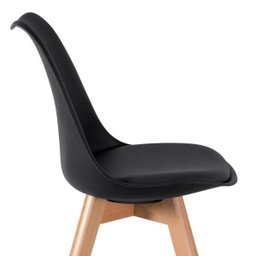Mesa de Jantar Redonda 80cm + 4 Cadeiras Estofadas Leda - Preto - 10