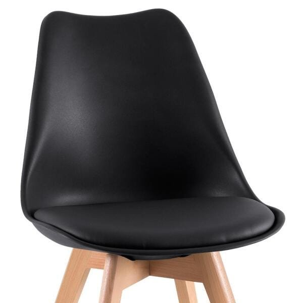 Mesa de Jantar Redonda 80cm + 4 Cadeiras Estofadas Leda - Preto - 9