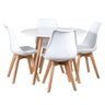 Mesa de Jantar Redonda 100cm + 4 Cadeiras Estofadas Leda - Branco - 2