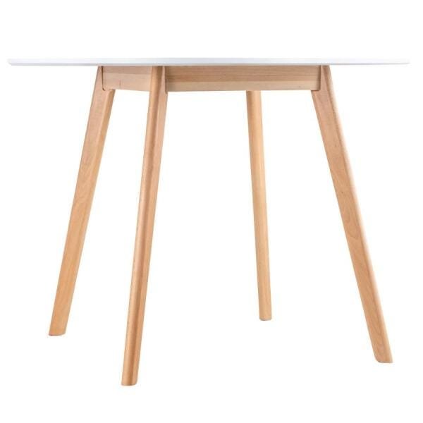 Mesa de Jantar Redonda 100cm + 4 Cadeiras Estofadas Leda - Branco - 5