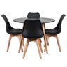 Mesa Elegante de Jantar Sala Cozinha Redonda 100cm Leda e 4 Cadeiras Estofadas Leda Preto - 4
