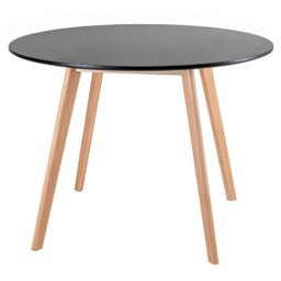 Mesa de Jantar Redonda 100cm Leda e 4 Cadeiras Estofadas Leda Preto - 4