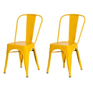 Kit 2 Cadeiras Iron Tolix - Design Industrial - Aço - Vintage - Amarelo
