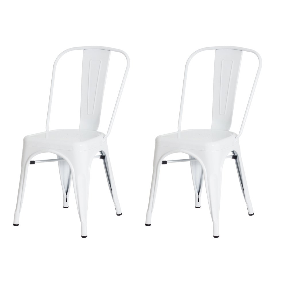 Kit 2 Cadeiras Iron Tolix - Design Industrial - Aço - Vintage - Branco