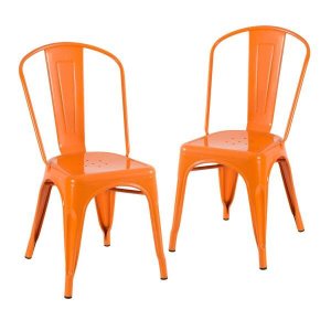 Kit 2 Cadeiras Iron Tolix - Design Industrial - Aço - Vintage - Laranja