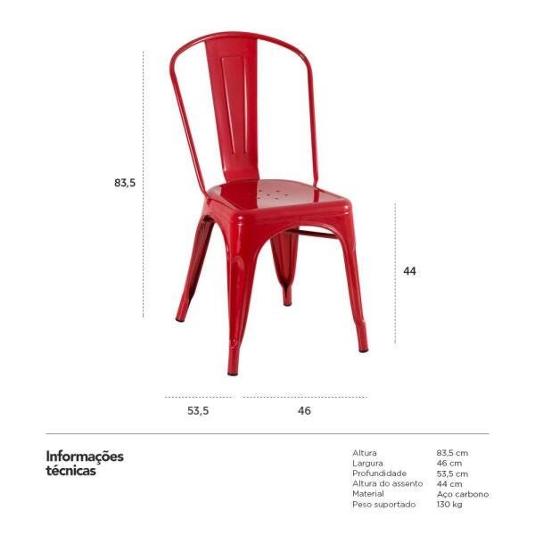 Kit 2 Cadeiras Iron Tolix - Design Industrial - Aço - Vintage - Vermelho - 7