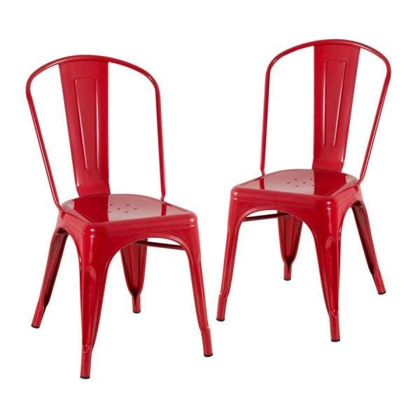 Kit 2 Cadeiras Iron Tolix - Design Industrial - Aço - Vintage - Vermelho - 1