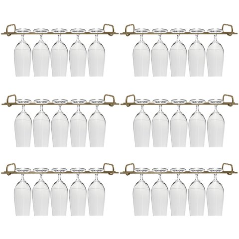 Conjunto 6 Organizadores Porta Taças 42cm Suportes Para Pendurar Taças Dourado