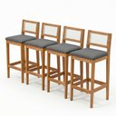 Ver imagem 1 de Kit 04 Banquetas Altas Brunella 99cm com Encosto Telinha Estilo Palha Linho Cinza - Abmaza