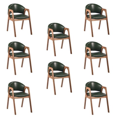 Kit 8 Cadeiras Decorativa Sala de Jantar Luxo Larissa Facto Verde - Mozzelar