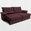 Ver imagem 4 de Sofá Retrátil e Reclinável 2,60m com Molas e Espuma D33 Thunder Velusoft Vinho Cama Inbox
