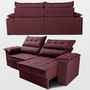 Ver imagem 3 de Sofá Retrátil e Reclinável 2,60m com Molas e Espuma D33 Thunder Velusoft Vinho Cama Inbox
