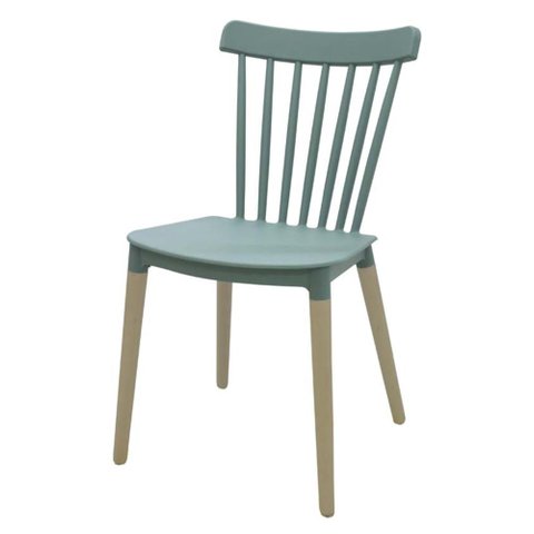 Cadeira Pierre Verde Menta com Base Madeira - 51178