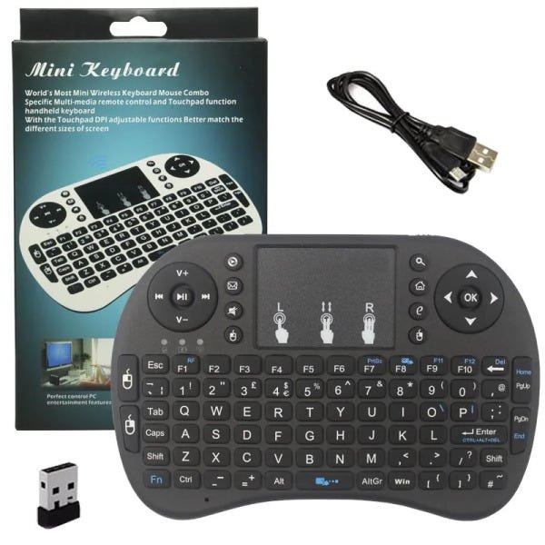 Mini Teclado Mouse Sem Fio Touchpad Wireless Wifi Android Tv Usb Ps3 Xbox Preto - 1