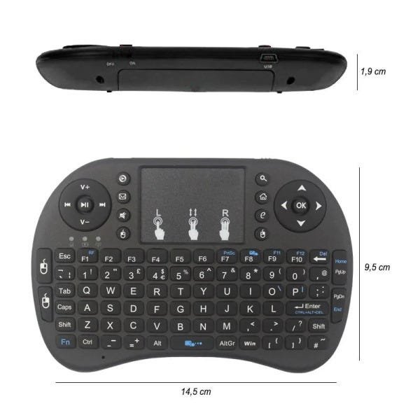 Mini Teclado Mouse Sem Fio Touchpad Wireless Wifi Android Tv Usb Ps3 Xbox Preto - 2