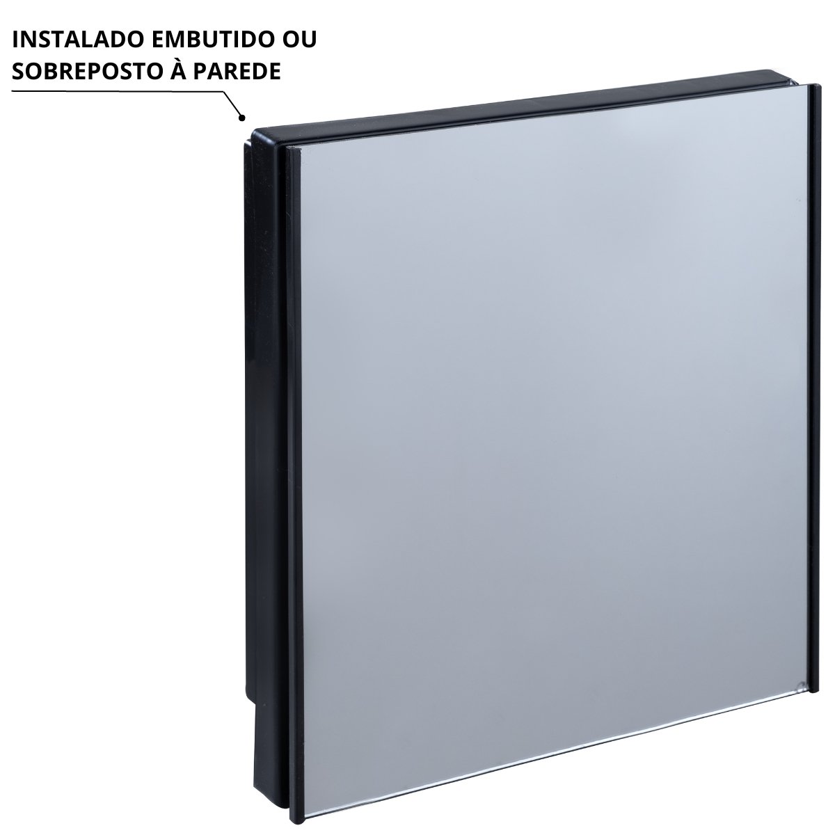 Armário Banheiro Espelheira Sobrepor e Embutir Preto | 30,1x9,4x35,3cm | 01 Porta | Astra - 5