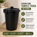 Ver imagem 3 de Lixeira Multiuso Grande 60 Litros com Trava Cesto Lixo Organizador Lavanderia Brinquedos Trava 60L m