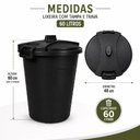 Ver imagem 7 de Lixeira Multiuso Grande 60 Litros com Trava Cesto Lixo Organizador Lavanderia Brinquedos Trava 60L m
