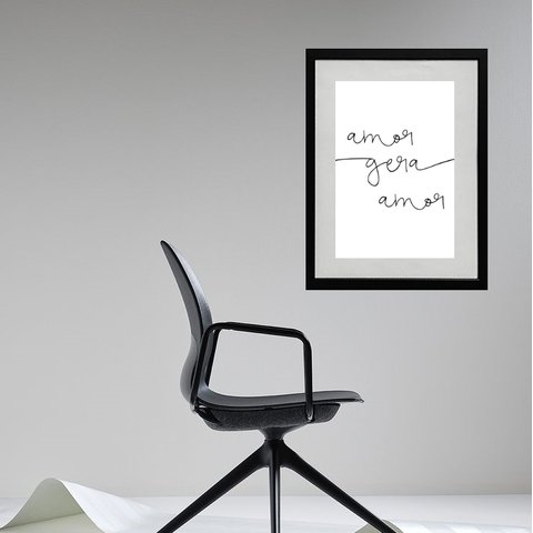 Quadro Minimalista Amor Gera Amor - 60x48cm:madeira Branca