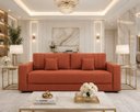 Ver imagem 1 de Sofá Namoradeira Bouclé Luxo Requinte e Conforto Premium:Terra Cota