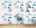 Ver imagem 2 de Papel de Parede Infantil - Carrinhos Azul Arte Destaque 2 Metros
