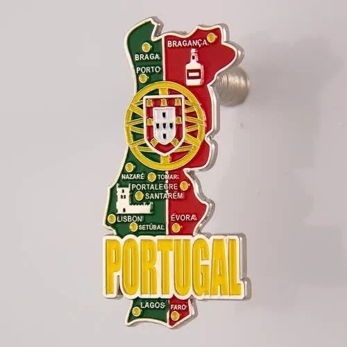 Imã Portugal – Imã Mapa Portugal Bandeira Cidades Símbolos - Mapa Mundi  Magnético - Imã Geladeira Portugal
