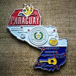 Imã Paraguai com Mapa, Bandeira, Cidades e Símbolos - Imã de Geladeira - 3
