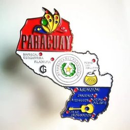 Imã Paraguai com Mapa, Bandeira, Cidades e Símbolos - Imã de Geladeira - 2